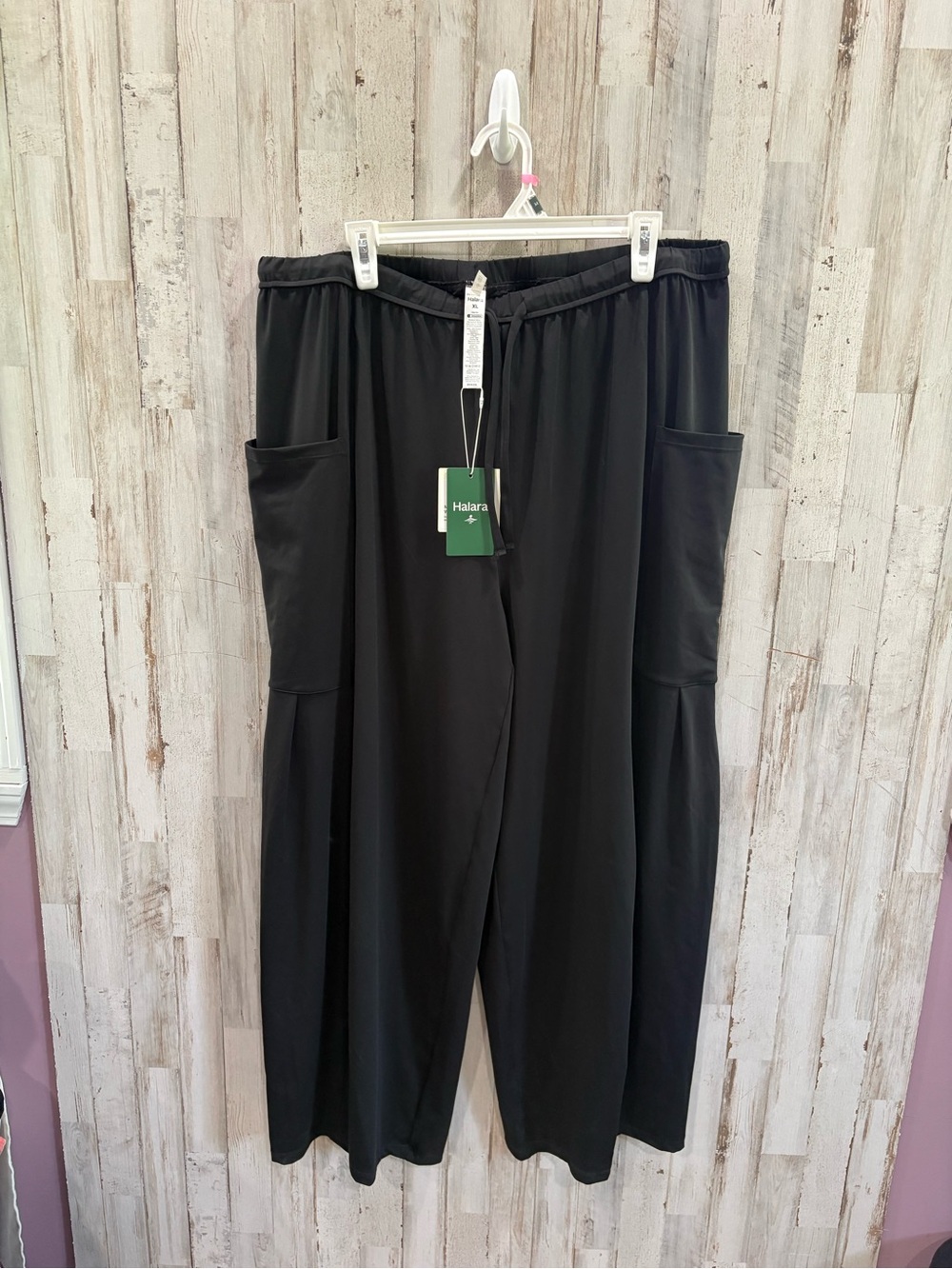 New HALARA Mid Rise Drawstring Pocket Palazzo Flowy Wide Leg Baggy Pants XL